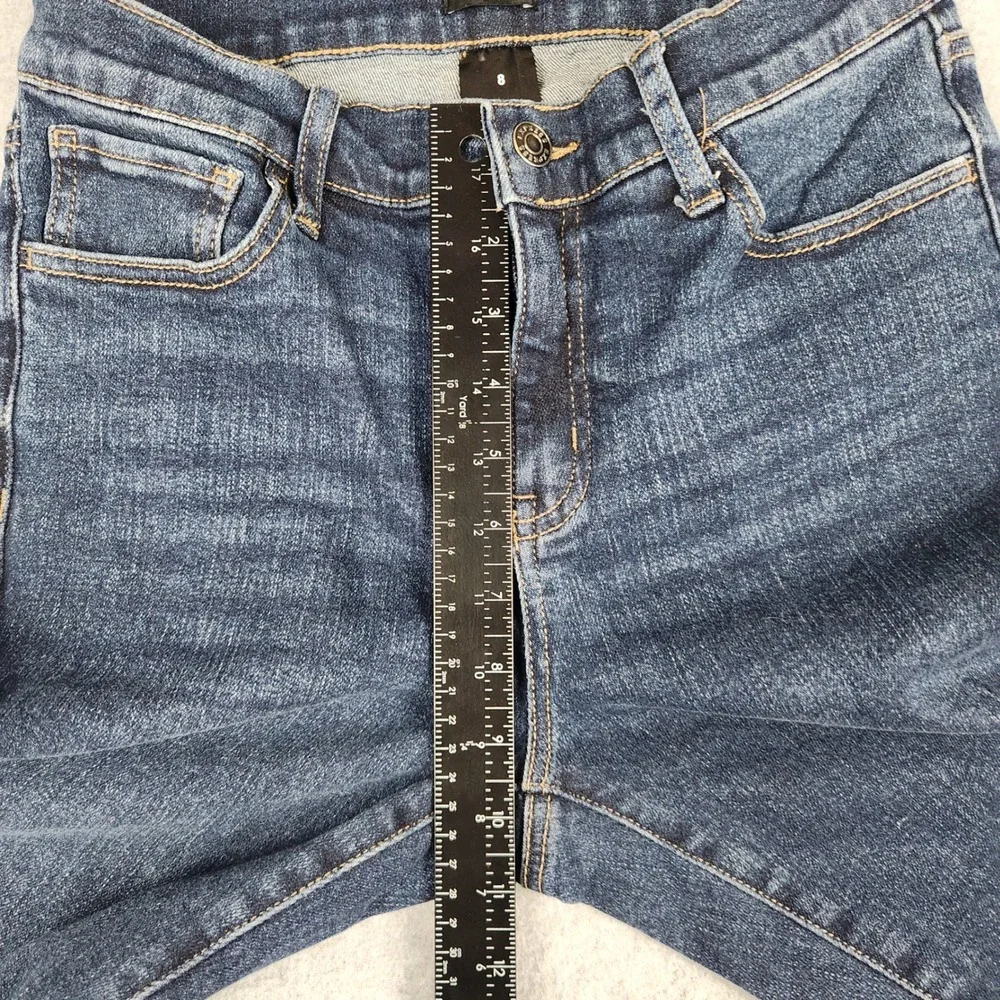Express Jeans Womens 8 Dark Blue Straight Leg Mid Rise Stretch Altered Hem 26x28